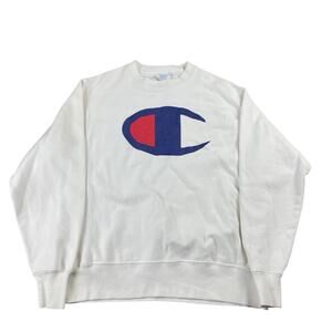 Y2K Champion Reverse Weave Sweatshirt Vertical Spellout Big Logo Men's Medium